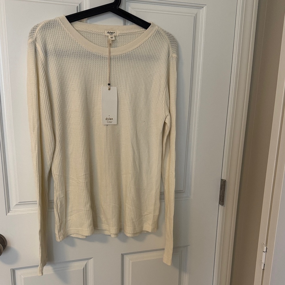 Dylan Classic Cream Waffle Knit Top NWT